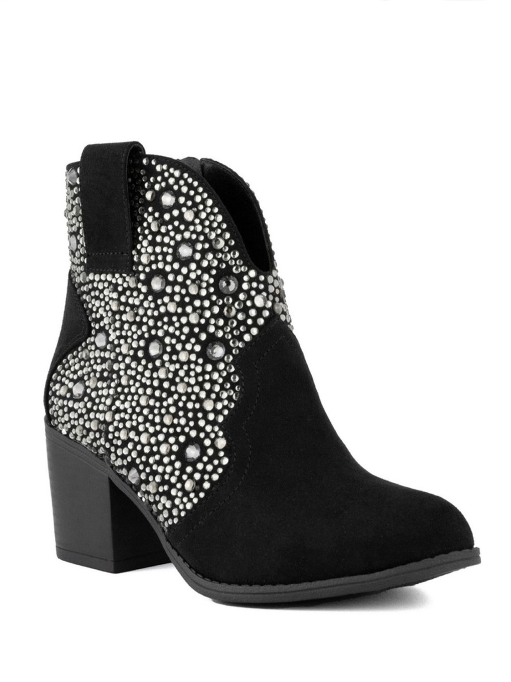Sugar Women’s Black Studded Cowboy Ankle Boots